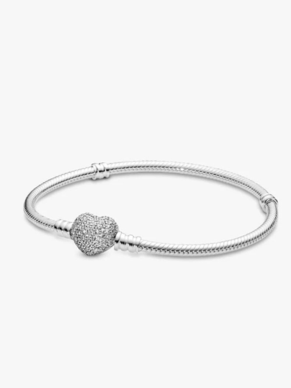 Pandora Moments Pavé Heart & Snake Chain Bracelet